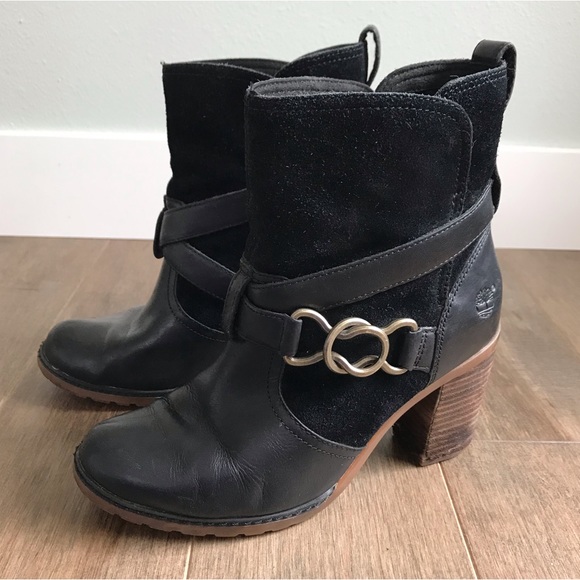 Cute Timberland Black Boots with Heel - Women’s Size 7 / 38 EU - Picture 1 of 14